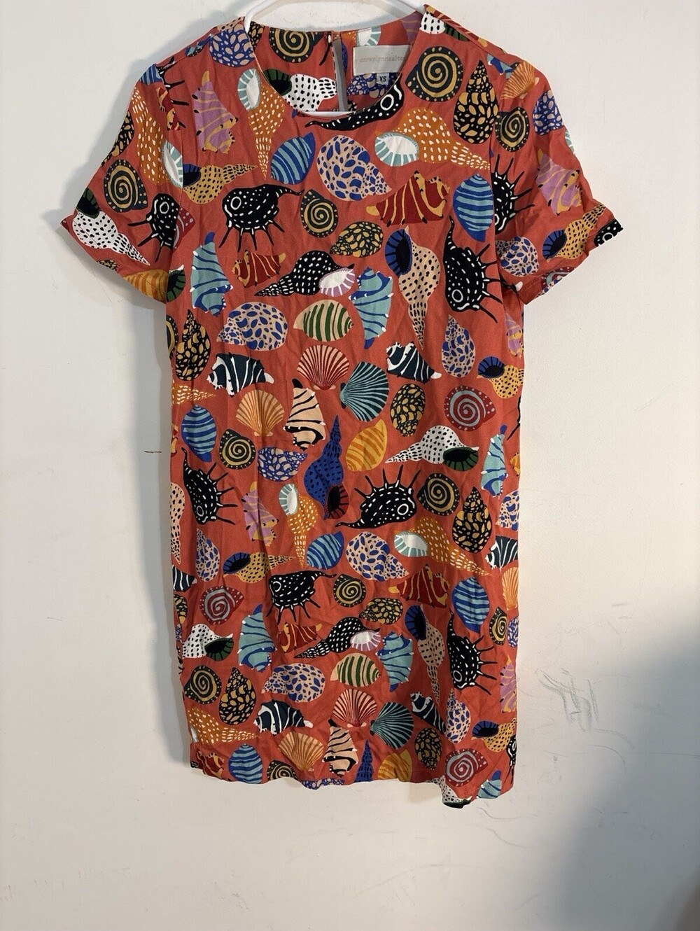 Corey Lynn Calter Anthropologie Seashell Mini Dress Coral Red XS Excellent